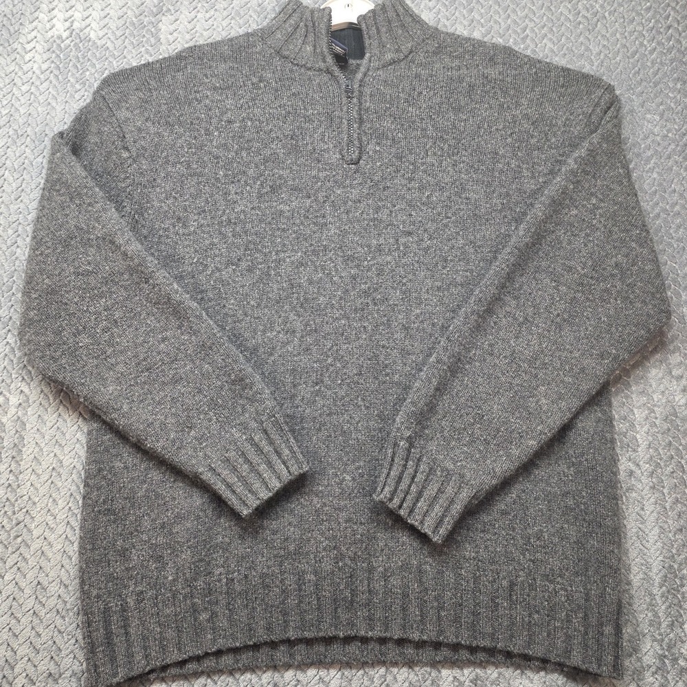 Vintage 90s Gap Lambswool Cashmere Sweater Men Large Gray 1/4 Zip Hong Kong